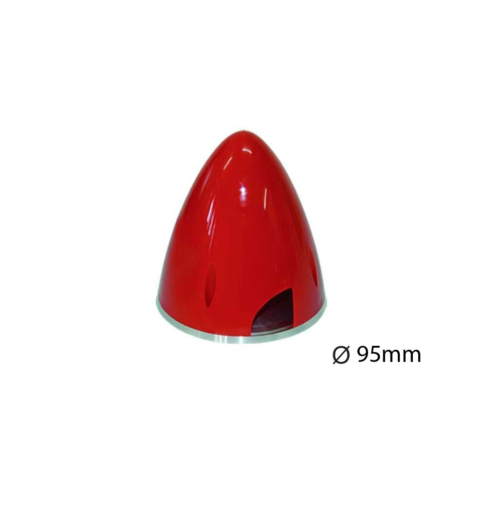 Kunststoff-Spinner Ø 95 mm  rot mit Aluminium Grundplatte