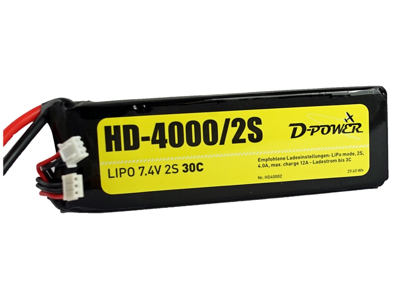 D-Power HD-4000 2S Lipo (7,4V) 30C - XT-60 Stecker
